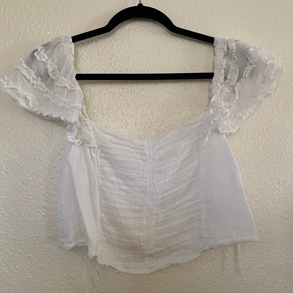 Free People White Ruffled Blouse